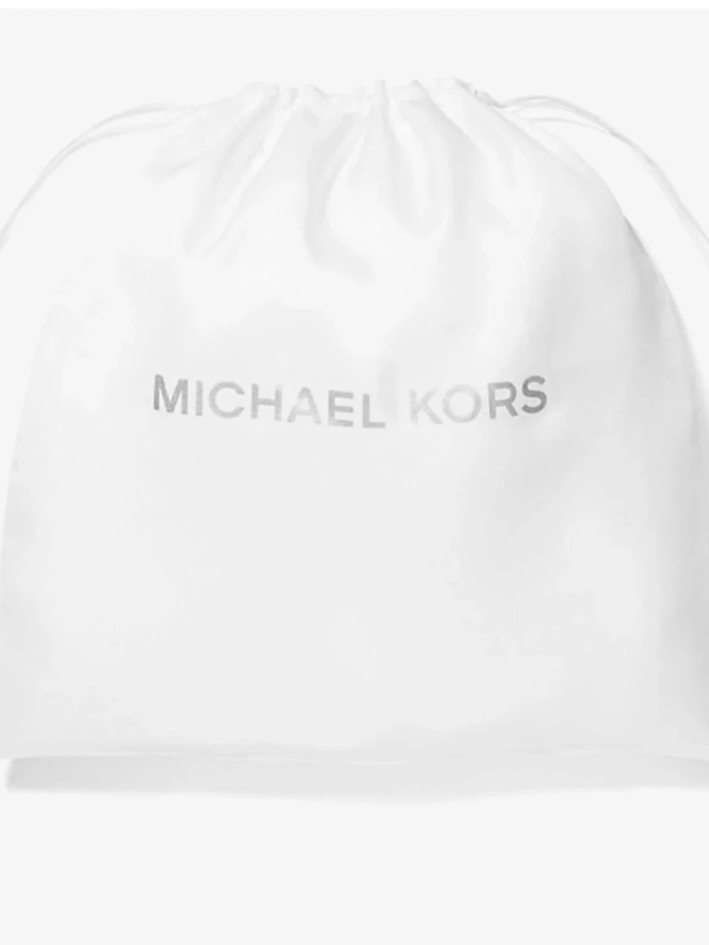 Michael Kors White Woven Silver MK Logo Small Drawstring Dustbag